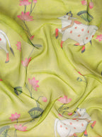 Olive Munga Silk Digital Print Animal Print Saree with Unstitched Blouse - Hiral Fashion | Grocsy