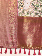 Beige Munga Silk Digital Print Animal Print Saree with Unstitched Blouse - Hiral Fashion | Grocsy