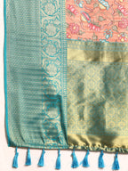 Peach Munga Silk Digital Print Floral Saree with Unstitched Blouse - Hiral Fashion | Grocsy