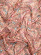 Peach Munga Silk Digital Print Floral Saree with Unstitched Blouse - Hiral Fashion | Grocsy