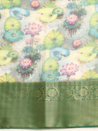 Multicolor Munga Silk Digital Print Floral Saree with Unstitched Blouse - Hiral Fashion | Grocsy