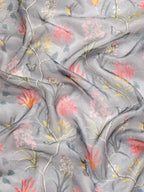 Gray Munga Silk Digital Print Floral Saree with Unstitched Blouse - Hiral Fashion | Grocsy