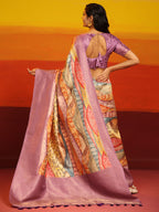 Multicolor Silk Blend Woven Zari Design Abstract Saree with Unstitched Blouse - Hiral Fashion | Grocsy