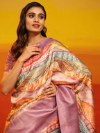 Multicolor Silk Blend Woven Zari Design Abstract Saree with Unstitched Blouse - Hiral Fashion | Grocsy