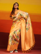 Multicolor Silk Blend Woven Zari Design Floral Saree with Unstitched Blouse - Hiral Fashion | Grocsy