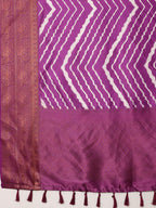 Lavender Silk Blend Digital Print Striped Saree with Unstitched Blouse - Hiral Fashion | Grocsy