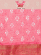 Pink Silk Blend Digital Print Striped Saree with Unstitched Blouse - Hiral Fashion | Grocsy