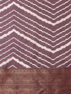 Purple Silk Blend Digital Print Striped Saree with Unstitched Blouse - Hiral Fashion | Grocsy