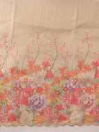 Hiral Fashion Beige Kota Doria Tissue Silk Floral Digital Print Saree | Grocsy