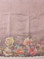 Hiral Fashion Lavender Kota Doria Tissue Silk Floral Digital Print Saree | Grocsy