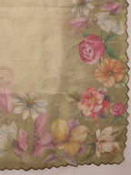 Hiral Fashion Olive Kota Doria Tissue Silk Floral Digital Print Saree | Grocsy