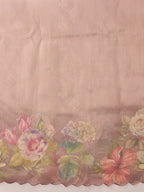 Hiral Fashion Peach Kota Doria Tissue Silk Floral Digital Print Saree | Grocsy