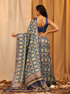 White Silk Blend Woven Zari Design Ethnic Motifs Saree with Unstitched Blouse - Hiral Fashion | Grocsy