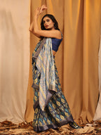 White Silk Blend Woven Zari Design Ethnic Motifs Saree with Unstitched Blouse - Hiral Fashion | Grocsy