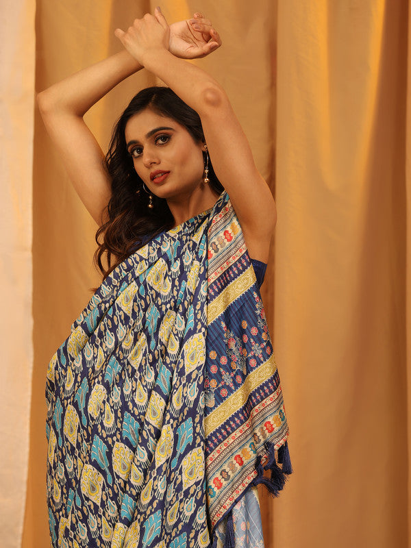 White Silk Blend Woven Zari Design Ethnic Motifs Saree with Unstitched Blouse - Hiral Fashion | Grocsy