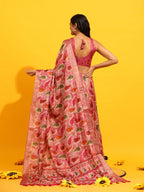 Green Silk Blend Woven Zari Design Paisley Saree with Unstitched Blouse - Hiral Fashion | Grocsy