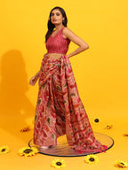 Green Silk Blend Woven Zari Design Paisley Saree with Unstitched Blouse - Hiral Fashion | Grocsy