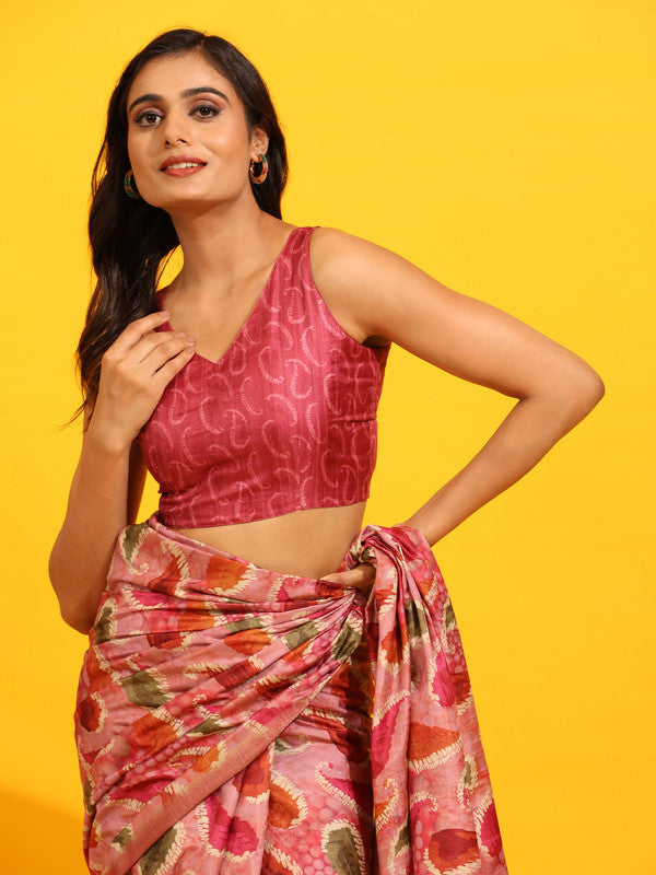 Green Silk Blend Woven Zari Design Paisley Saree with Unstitched Blouse - Hiral Fashion | Grocsy