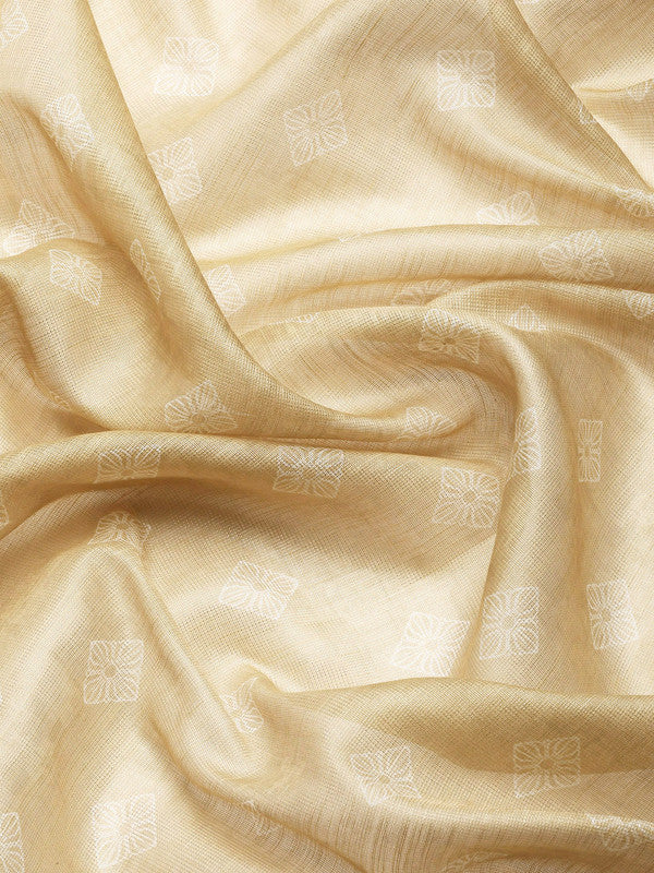 Beige Cotton Blend Digital Print Floral Saree with Unstitched Blouse - Hiral Fashion | Grocsy