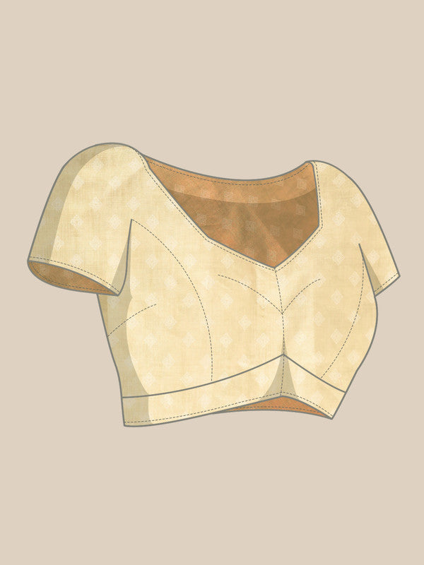 Beige Cotton Blend Digital Print Floral Saree with Unstitched Blouse - Hiral Fashion | Grocsy