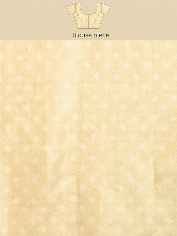 Beige Cotton Blend Digital Print Floral Saree with Unstitched Blouse - Hiral Fashion | Grocsy