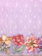 Lavender Cotton Blend Digital Print Floral Saree with Unstitched Blouse - Hiral Fashion | Grocsy