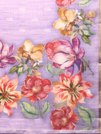 Lavender Cotton Blend Digital Print Floral Saree with Unstitched Blouse - Hiral Fashion | Grocsy