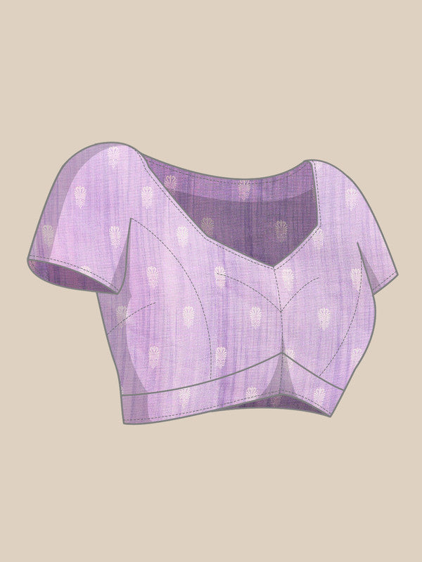 Lavender Cotton Blend Digital Print Floral Saree with Unstitched Blouse - Hiral Fashion | Grocsy