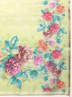 Olive Cotton Blend Digital Print Floral Saree with Unstitched Blouse - Hiral Fashion | Grocsy