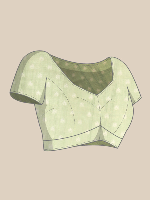 Olive Cotton Blend Digital Print Floral Saree with Unstitched Blouse - Hiral Fashion | Grocsy