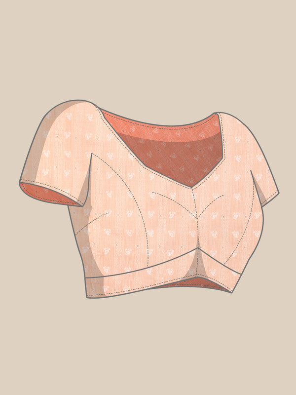 Peach Cotton Blend Digital Print Floral Saree with Unstitched Blouse - Hiral Fashion | Grocsy