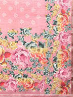 Pink Cotton Blend Digital Print Floral Saree with Unstitched Blouse - Hiral Fashion | Grocsy