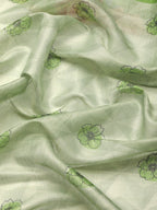 Olive Cotton Blend Digital Print Floral Saree with Unstitched Blouse - Hiral Fashion | Grocsy
