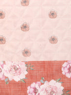 Peach Cotton Blend Digital Print Floral Saree with Unstitched Blouse - Hiral Fashion | Grocsy