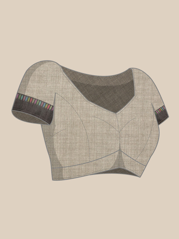 Gray Cotton Blend Digital Print Floral Saree with Unstitched Blouse - Hiral Fashion | Grocsy