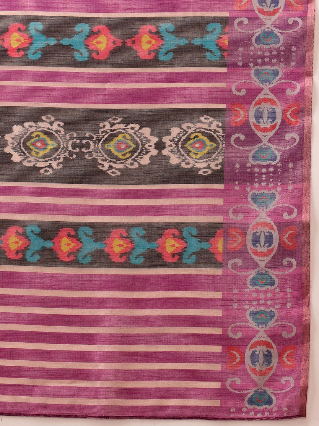 Hiral Fashion Beige Banarasi Silk Cotton Floral Digital Print Saree | Grocsy