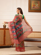Hiral Fashion Blue Banarasi Silk Cotton Floral Digital Print Saree | Grocsy