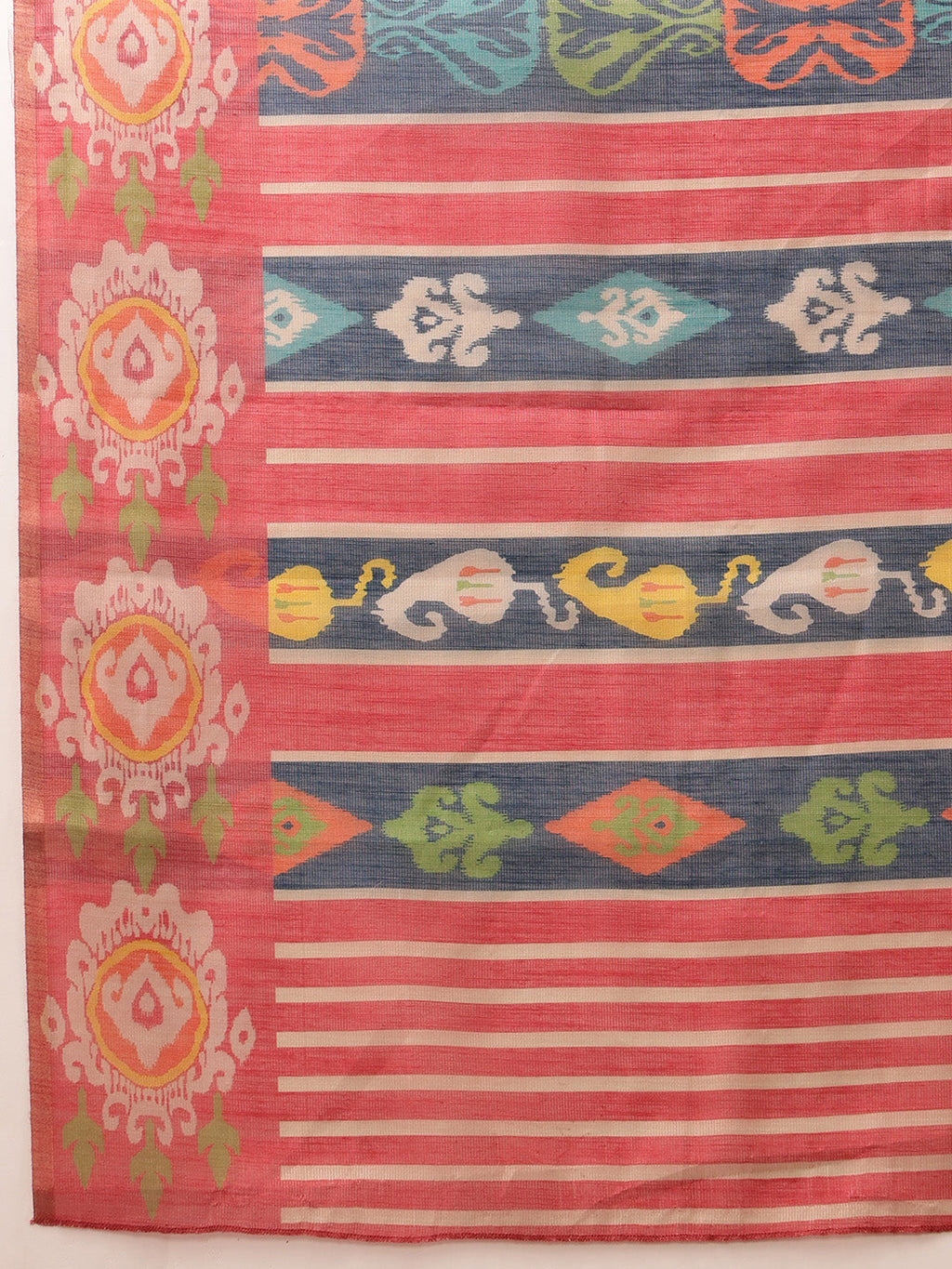 Hiral Fashion Blue Banarasi Silk Cotton Floral Digital Print Saree | Grocsy
