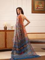 Hiral Fashion Grey Banarasi Silk Cotton Floral Digital Print Saree | Grocsy