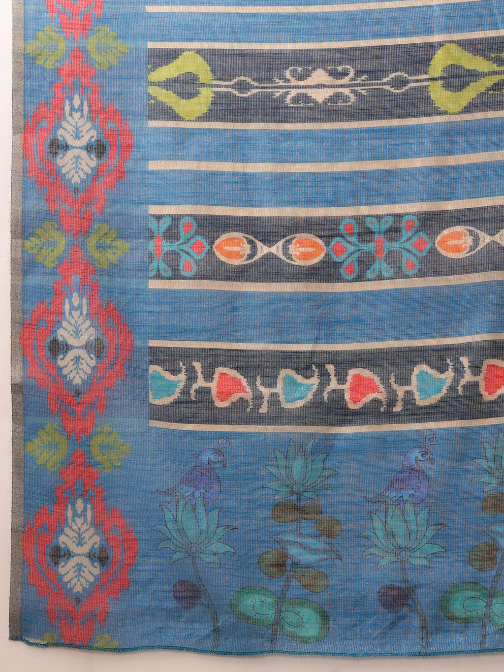 Hiral Fashion Grey Banarasi Silk Cotton Floral Digital Print Saree | Grocsy