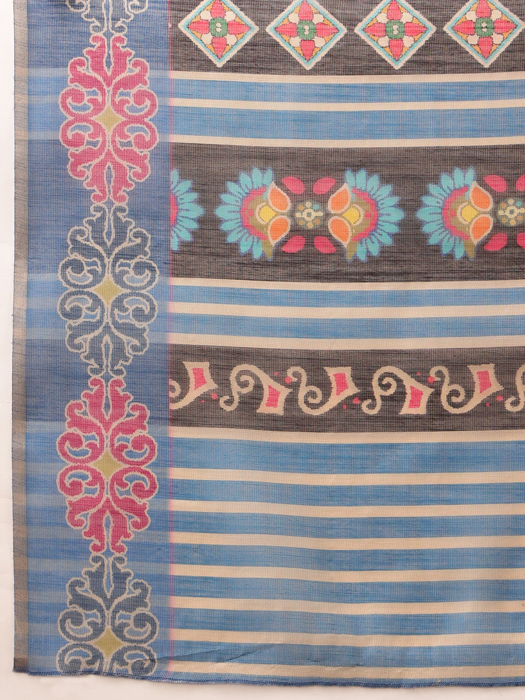 Hiral Fashion Mustard Banarasi Silk Cotton Floral Digital Print Saree | Grocsy