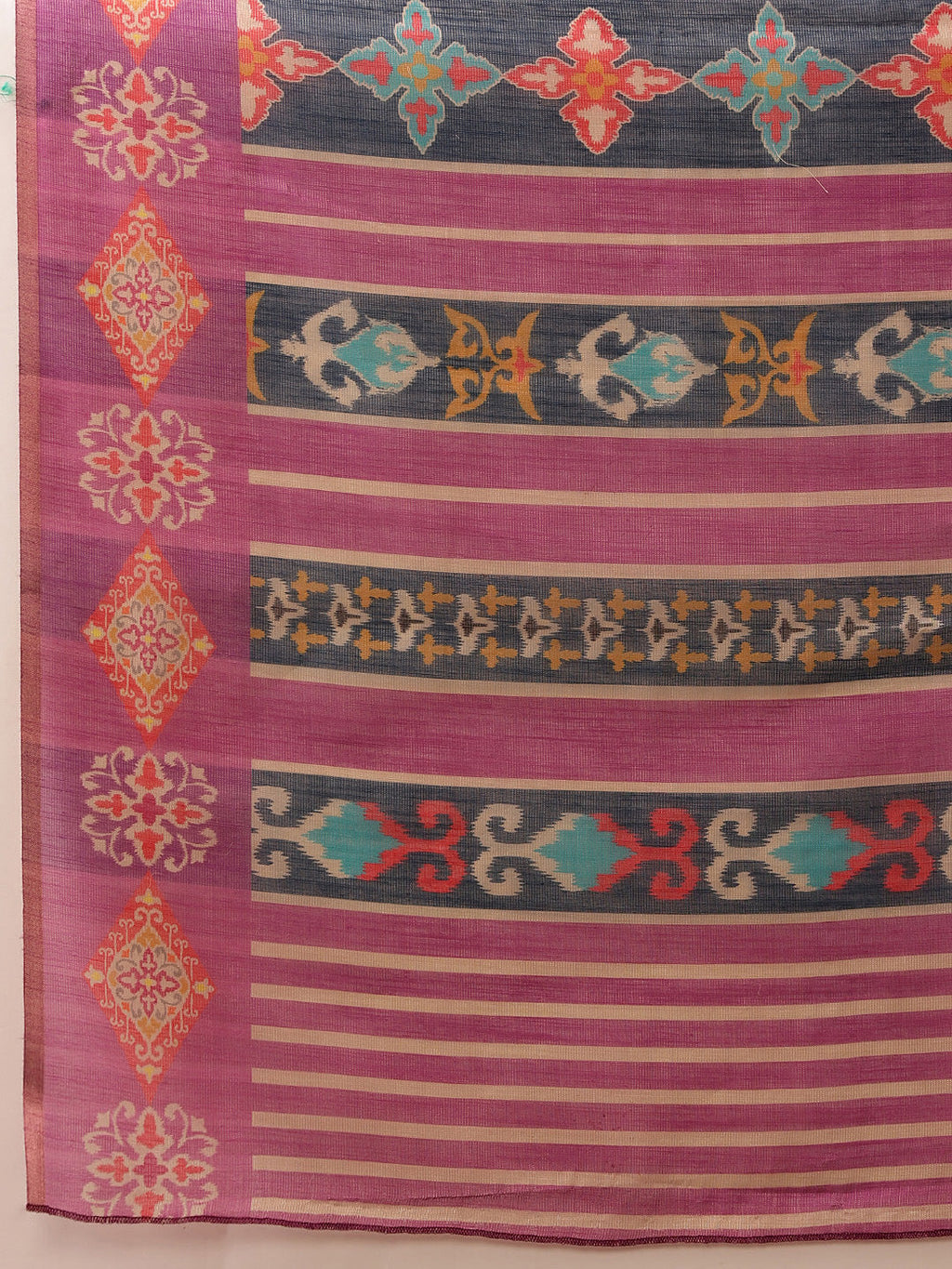 Hiral Fashion Purple Banarasi Silk Cotton Floral Digital Print Saree | Grocsy