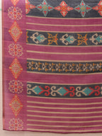Hiral Fashion Purple Banarasi Silk Cotton Floral Digital Print Saree | Grocsy