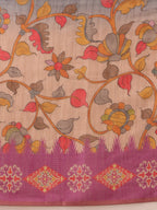 Hiral Fashion Purple Banarasi Silk Cotton Floral Digital Print Saree | Grocsy
