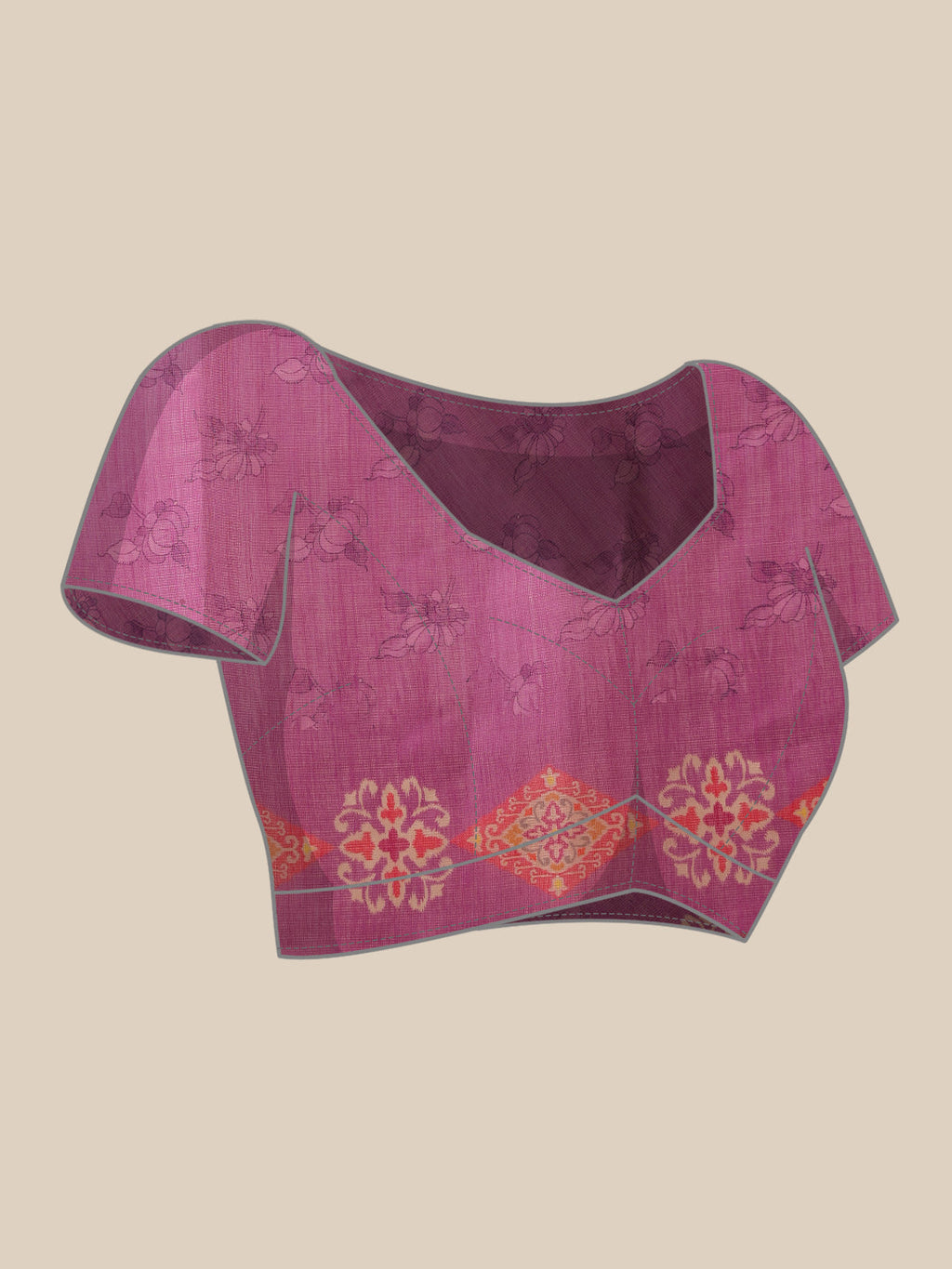 Hiral Fashion Purple Banarasi Silk Cotton Floral Digital Print Saree | Grocsy