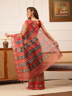 Hiral Fashion Red Banarasi Silk Cotton Floral Digital Print Saree | Grocsy