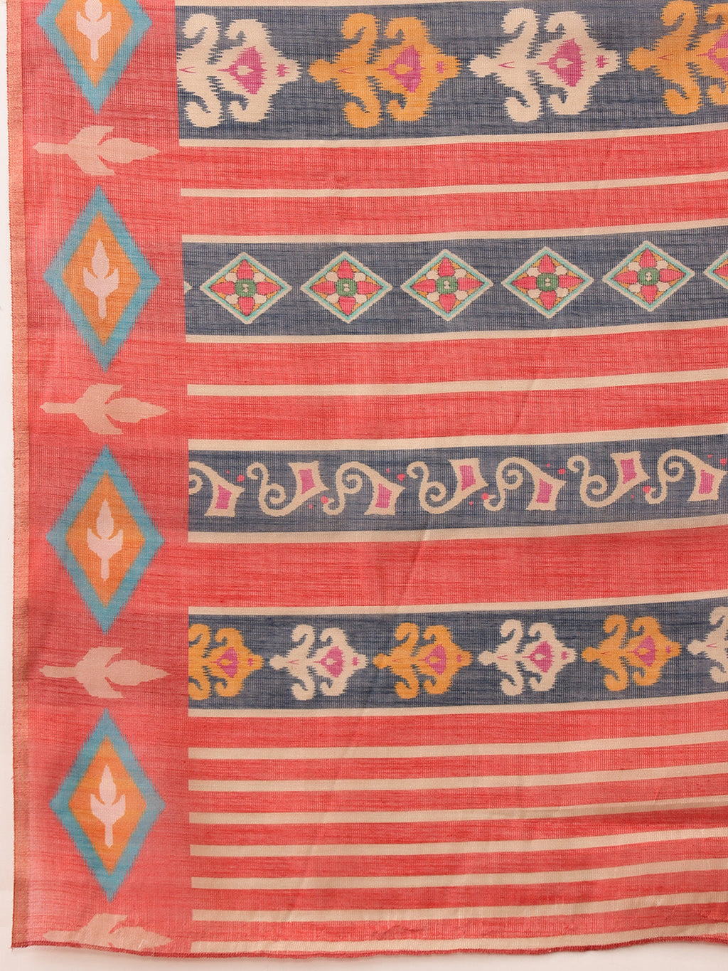 Hiral Fashion Red Banarasi Silk Cotton Floral Digital Print Saree | Grocsy