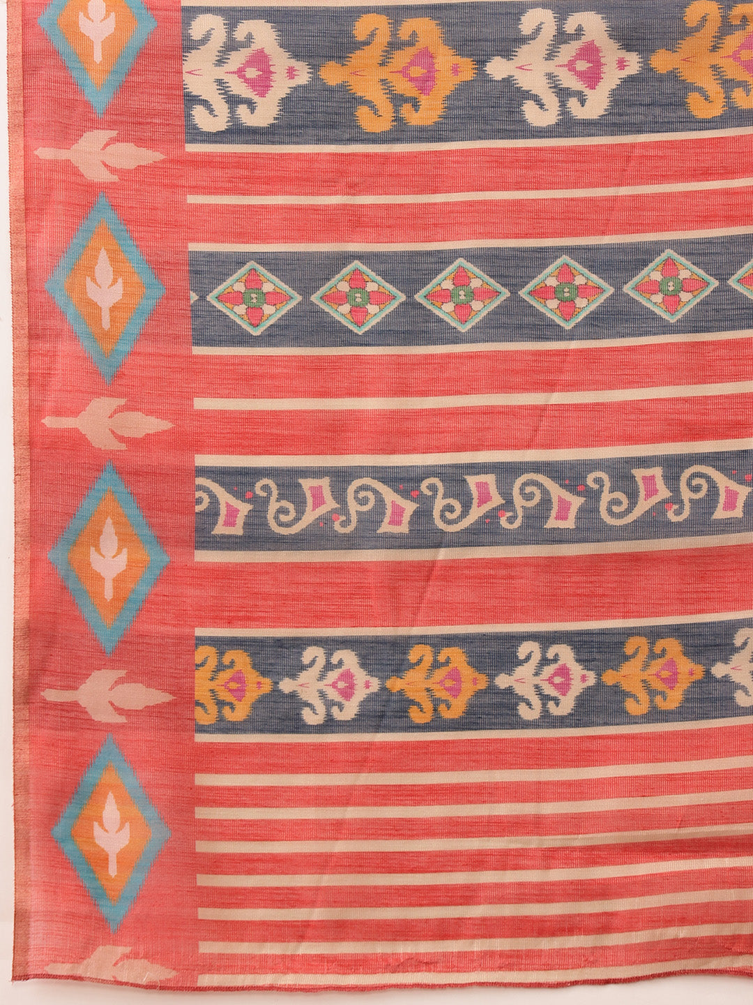 Hiral Fashion Red Banarasi Silk Cotton Floral Digital Print Saree | Grocsy