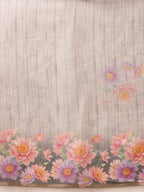 Hiral Fashion Grey Banarasi Silk Cotton Floral Digital Print Saree | Grocsy