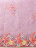 Hiral Fashion Lavender Banarasi Silk Cotton Floral Digital Print Saree | Grocsy